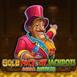 Jackpots logo of Gold Factory Jackpots Mega Moolah from Aurum Signature Studios at Cazeus Casino