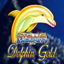 Dolphin Gold with Stellar Jackpots online game logo by Lightning Box Game on cazeuscasinoo.co.uk